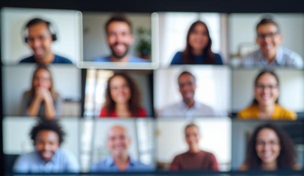 Team members participating in a virtual meeting